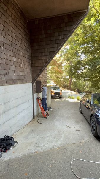 Exterior panel job with the Zion Electric van β Zion Electric Inc., San Leandro electrician