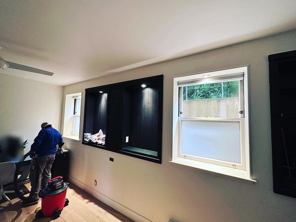 Zion Electric technician finishing niche lighting in a home office – Zion Electric Inc., San Leandro electrician