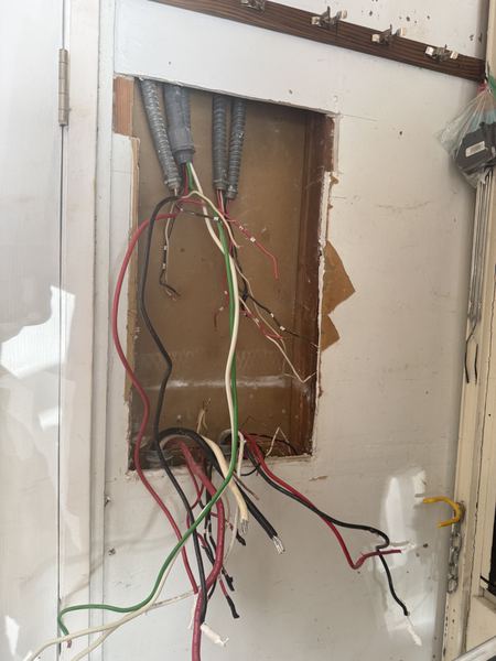 Old subpanel removed, wires ready for the new one (before) – Zion Electric Inc., San Leandro electrician