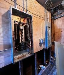Panel installed in a garage on plywood β Zion Electric Inc., San Leandro electrician